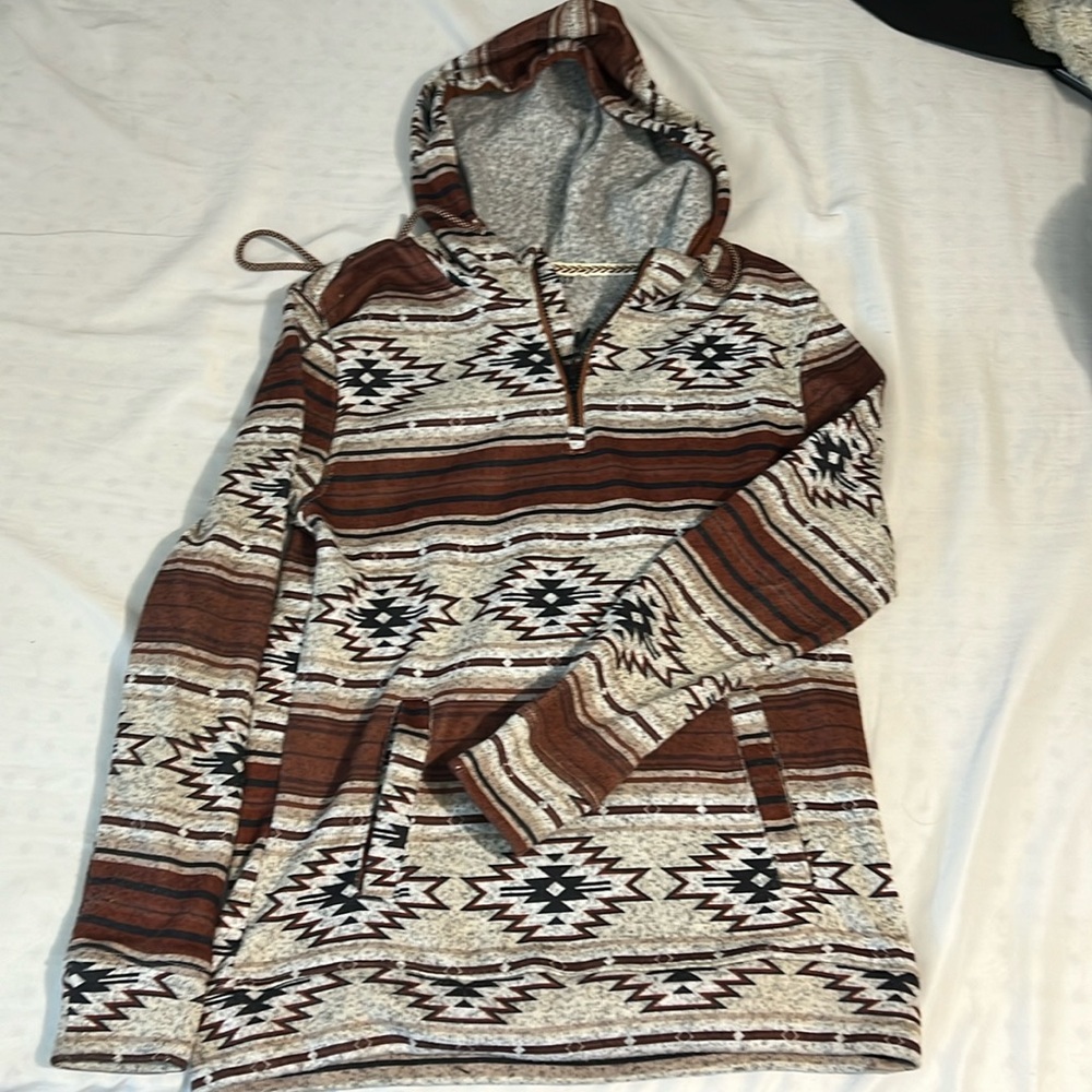 DepartWest sweater with unique western pattern.
